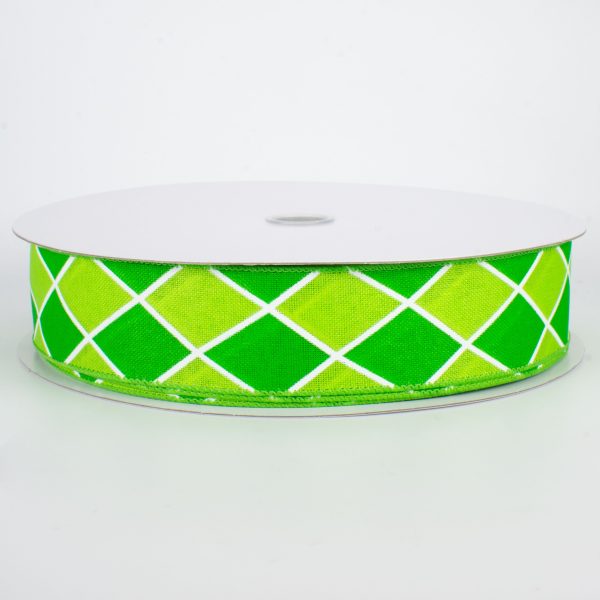 1.5  Harlequin Diamond Ribbon: Emerald & Lime (50 Yards) Online now