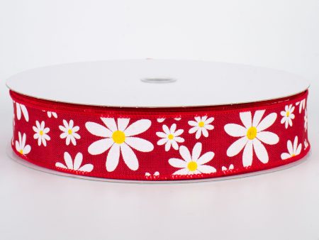 1.5  Daisy Flower Ribbon: Red (50 Yards) Supply