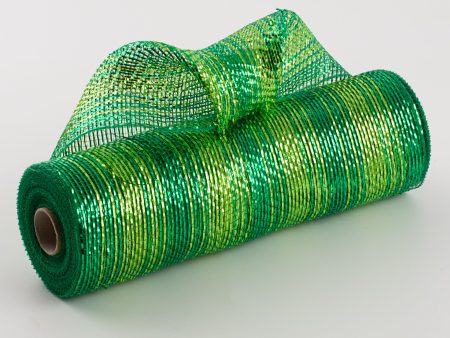 10  Poly Deco Mesh: Green & Lime Metallic Ombré Online Sale