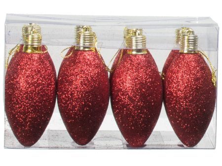 100MM Glitter Bulb Ornament: Red (Set of 8) Online Hot Sale