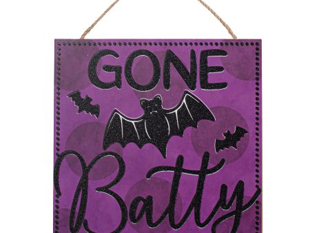 10  Square Wooden Sign: Gone Batty For Discount