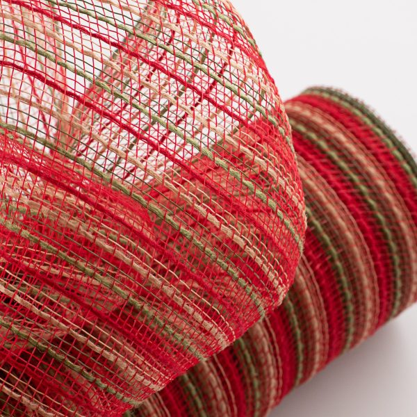 10  Poly Jute Deco Mesh: Red Moss Green Natural For Cheap