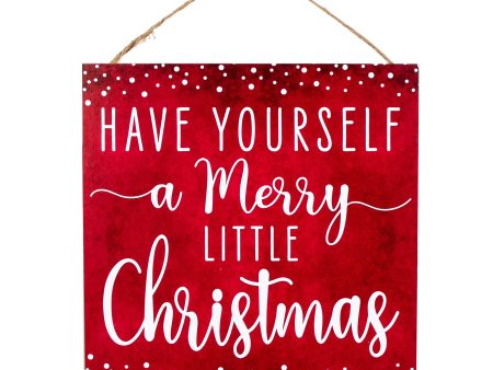 10  Square Wooden Sign: Merry Little Christmas Online Hot Sale