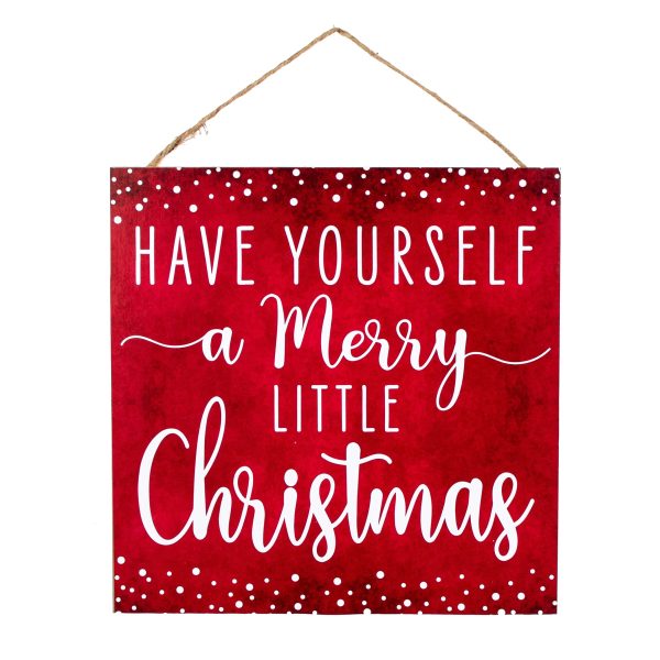 10  Square Wooden Sign: Merry Little Christmas Online Hot Sale