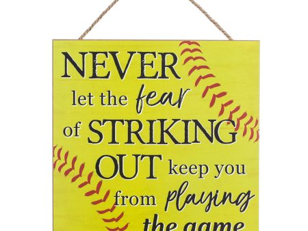 10  Square Wooden Sign: Softball Cheap