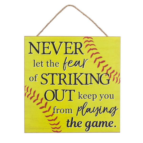 10  Square Wooden Sign: Softball Cheap