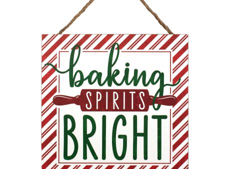 10  Square Wooden Sign: Baking Spirits Bright Online now