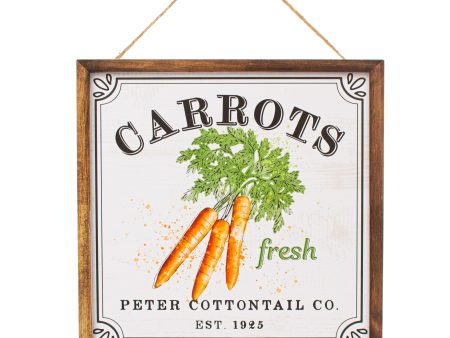 10  Square Wooden Sign: Peter Cottontail Carrots on Sale