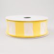 1.5  Faux Dupioni Silk Bold Stripe Ribbon: White & Yellow (10 Yards) Online Hot Sale