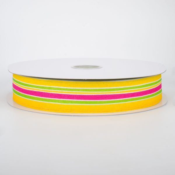 1.5  Variating Stripe Ribbon: Lime, Yellow, Fuchsia (50 Yards) Online now