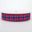 1.5  Stitched Check Ribbon: Red & Blue (50 Yards) Fashion