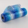 10  Poly Deco Mesh: Metallic Blended Blue Ombré For Cheap