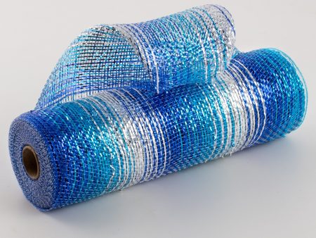 10  Poly Deco Mesh: Metallic Blended Blue Ombré For Cheap