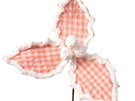 13  Frosted Plaid Holly Leaves Stem: Pink & Ivory Fashion