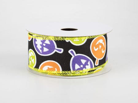 1.5  Neon Jack-O-Lanterns Ribbon (10 Yards) Hot on Sale