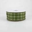 1.5  Stark Plaid Ribbon: Moss & Cream (10 Yards) For Sale