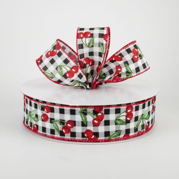 1.5  Gingham Cherries Ribbon (50 Yards) Online