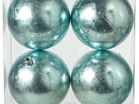 100MM Cracked Ice Ball Ornament: Blue (Box of 4) Hot on Sale