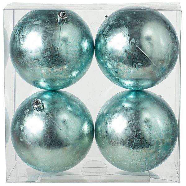 100MM Cracked Ice Ball Ornament: Blue (Box of 4) Hot on Sale