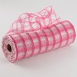 10  Poly Jute Deco Mesh: Dark Pink & Clear Check Online now