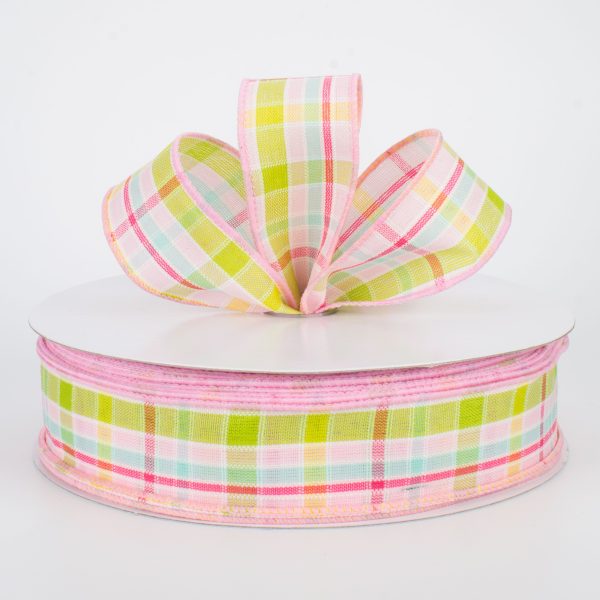 1.5  Spring Plaid Ribbon: Pastels (50 Yards) For Sale