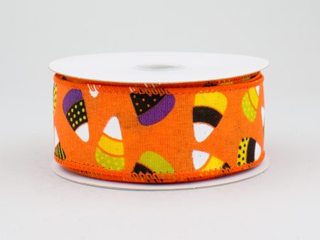 1.5  Whimsical Candy Corn Ribbon: Orange (10 Yards) Online Hot Sale