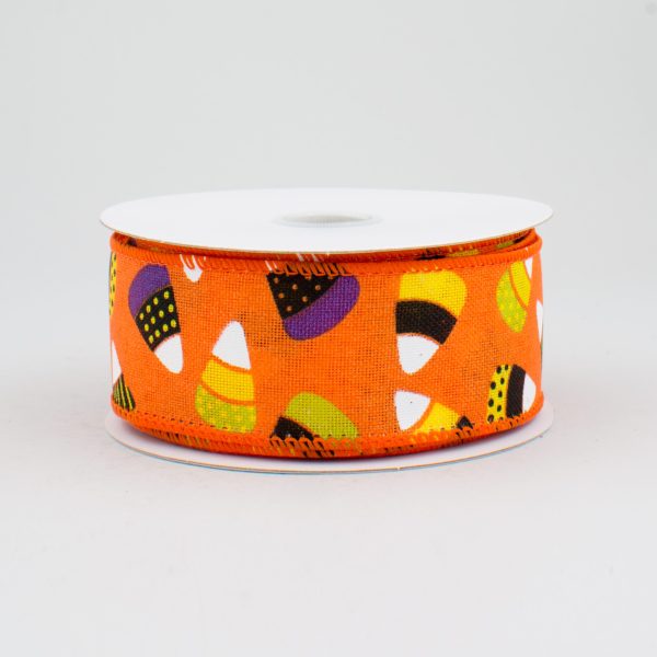 1.5  Whimsical Candy Corn Ribbon: Orange (10 Yards) Online Hot Sale