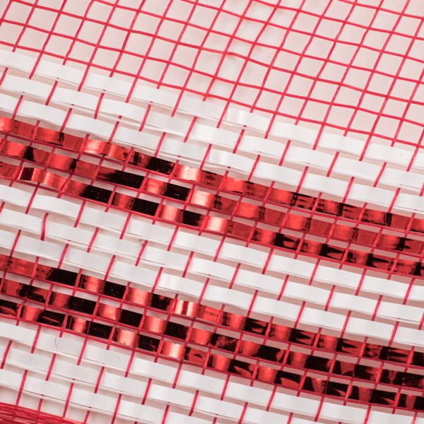 10  Border Stripe Metallic Mesh: Red & White Fashion