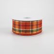 1.5  Woven Dashed Line Fall Plaid Ribbon (10 Yards) Online