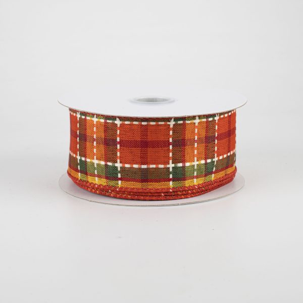 1.5  Woven Dashed Line Fall Plaid Ribbon (10 Yards) Online