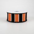 1.5  Florida Stripes Ribbon: Orange, Black, White (10 Yards) Supply