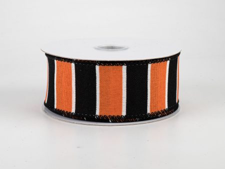 1.5  Florida Stripes Ribbon: Orange, Black, White (10 Yards) Supply