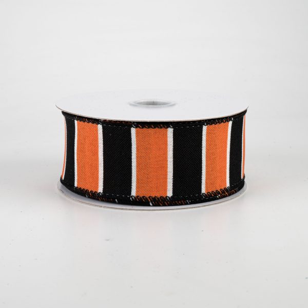 1.5  Florida Stripes Ribbon: Orange, Black, White (10 Yards) Supply