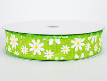 1.5  Daisy Flower Ribbon: Green (50 Yards) For Discount