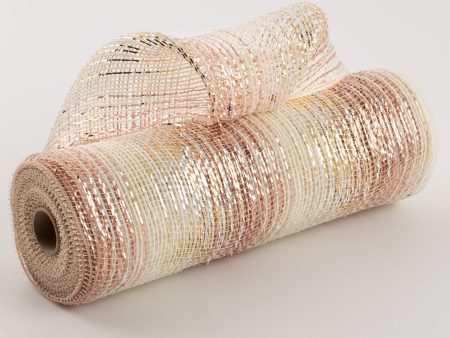 10  Burlap Deco Mesh: Cotton & Metallic Rose Gold Ombré Sale