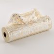 10  Poly Deco Mesh: Deluxe Wide Stripe Gold Silver White Online now