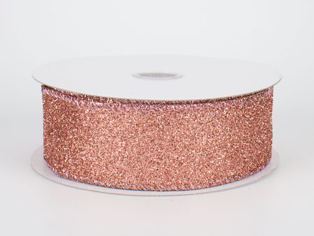 1.5  Satin Glitter Ribbon: Rose Gold (10 Yards) Online Sale