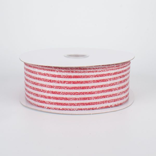 1.5  Iced Glitter Candy Stripe Ribbon (10 Yards) For Sale