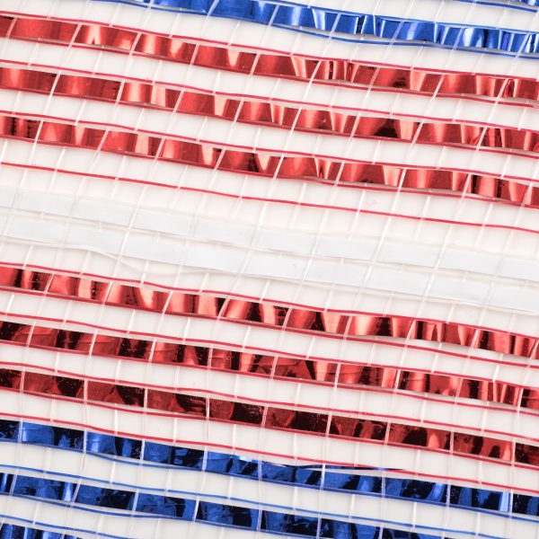 10  Poly Deco Mesh: Metallic Patriotic Stripe Supply