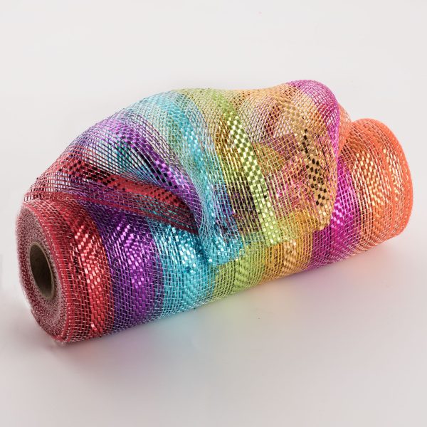 10  Metallic Stripe Mesh: Rainbow (10 Yards) Supply