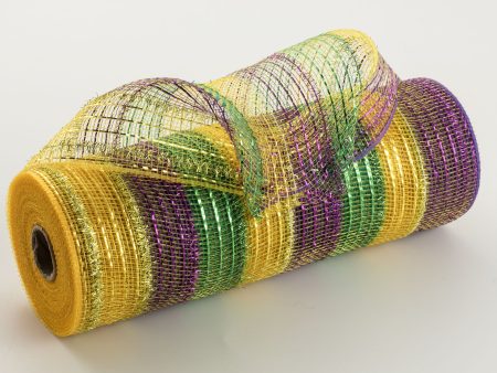 10  Poly Deco Tinsel Foil Mesh: Mardi Gras Stripe on Sale