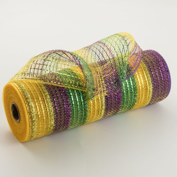 10  Poly Deco Tinsel Foil Mesh: Mardi Gras Stripe on Sale