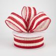 1.5  Ivory Striped Burlap Ribbon: Red (10 Yards) on Sale