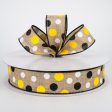 1.5  Natural Canvas Ribbon: Black, Yellow, White Dots (50 Yards) Online