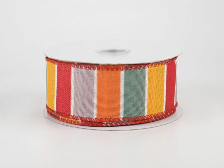 1.5  Florida Stripe Ribbon: Grey, Teal, Yellow & Orange (10 Yards) Online Sale