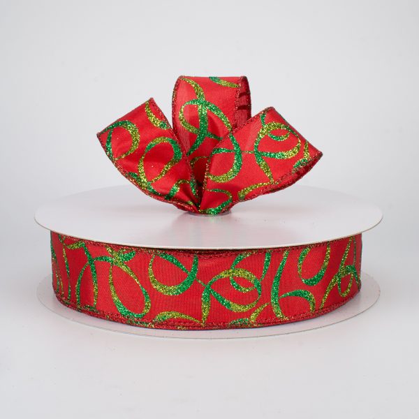 1.5  Ombré Glitter Christmas Swirls Ribbon (50 Yards) Supply