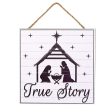 10  Square Wooden Sign: True Story Creche Online Hot Sale