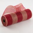 10  Wide Stripe Fabric Mesh: Red & Natural Cheap