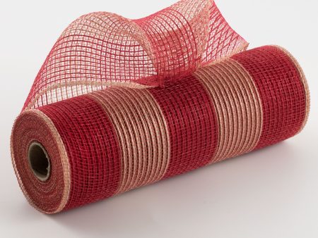 10  Wide Stripe Fabric Mesh: Red & Natural Cheap