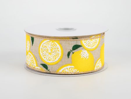 1.5  Lemons Ribbon: Natural (10 Yards) For Cheap